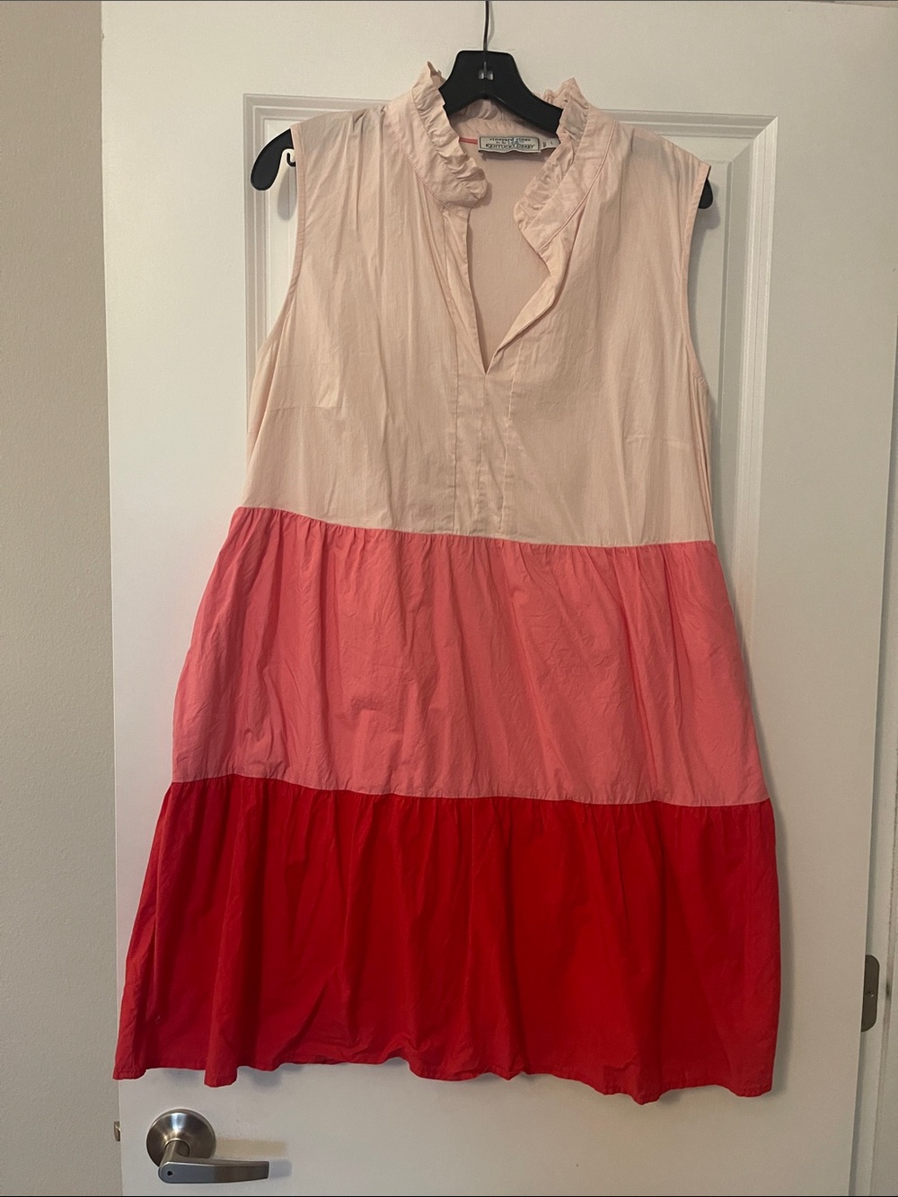 Vineyard Vines Sleeveless Colorblock Tiered Dress - Cream, Pink, Red